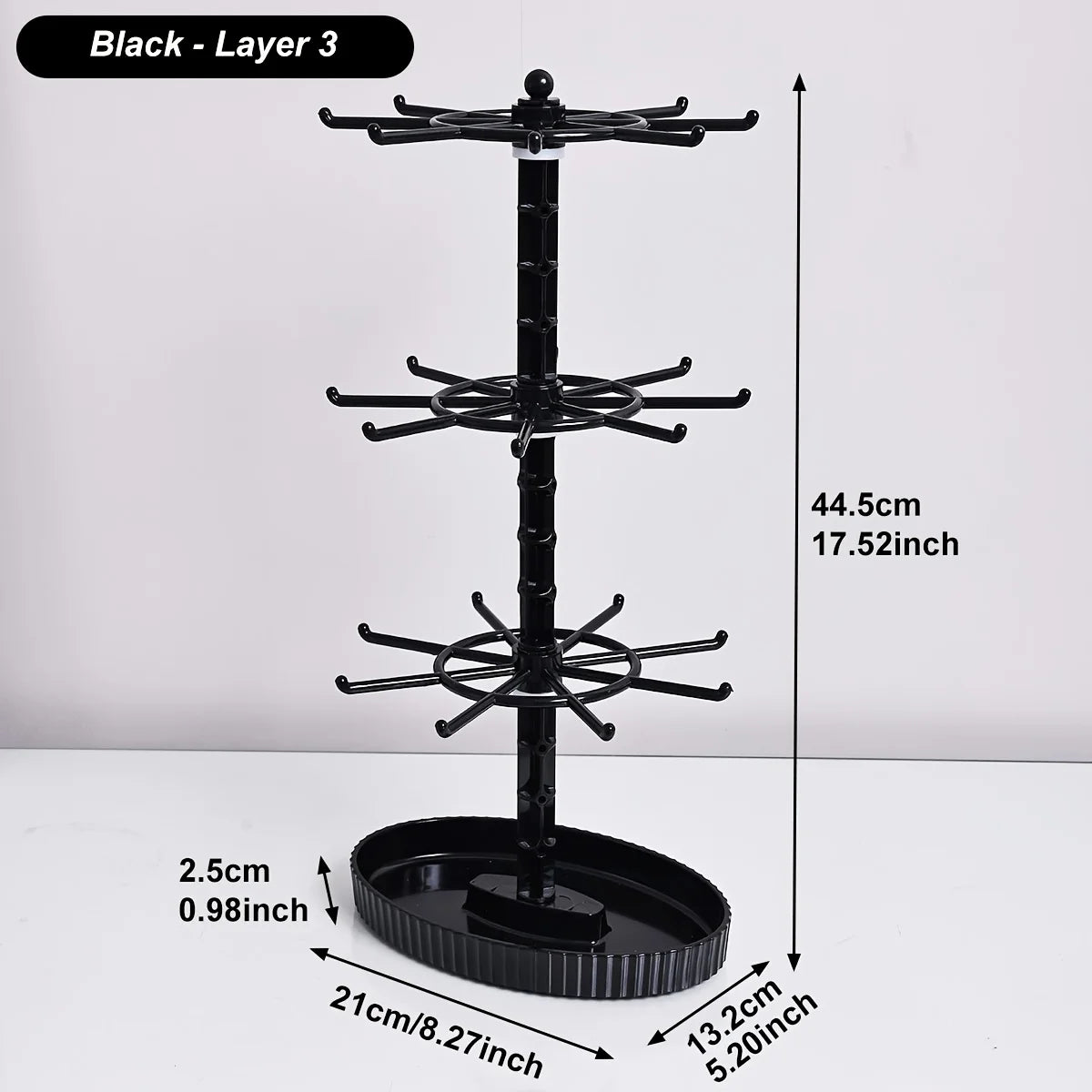 1pc multi-layer adjustablerotatable keychain storage rack jewelry bracelet desktop jewelry accessories display rack holiday gift Oasis Select blakc-3layers