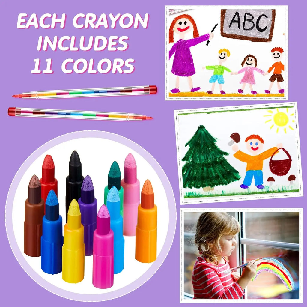 10Pcs Stackable Crayon Set 11 Colors Pencils Colorful Party Favors DIY Mini Rainbow Crayons Pens School Office Supplies Oasis Select
