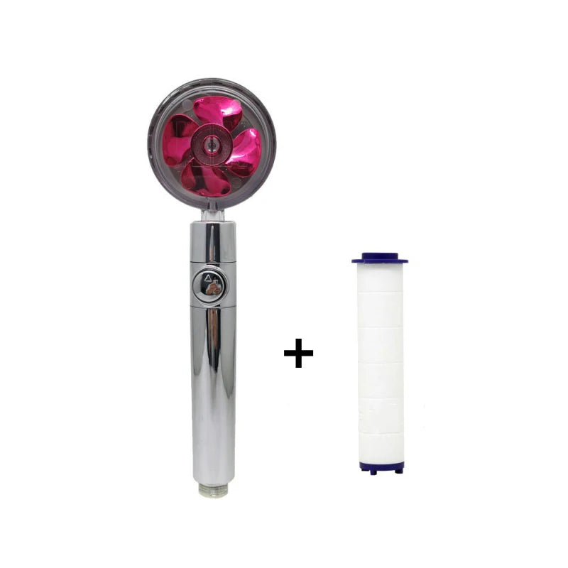 Shower Head Water Saving Flow 360 Degrees Rotating with Filter & Fan ABS Rain High Pressure Spray Nozzle Bathroom Accessories Oasis Select Red with Filter