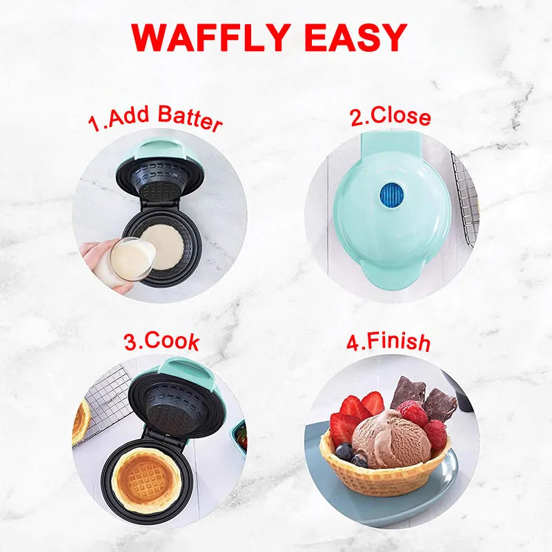 URGGU Mini Waffle Maker – Cake, Sandwich & Biscuit | 110V/220V