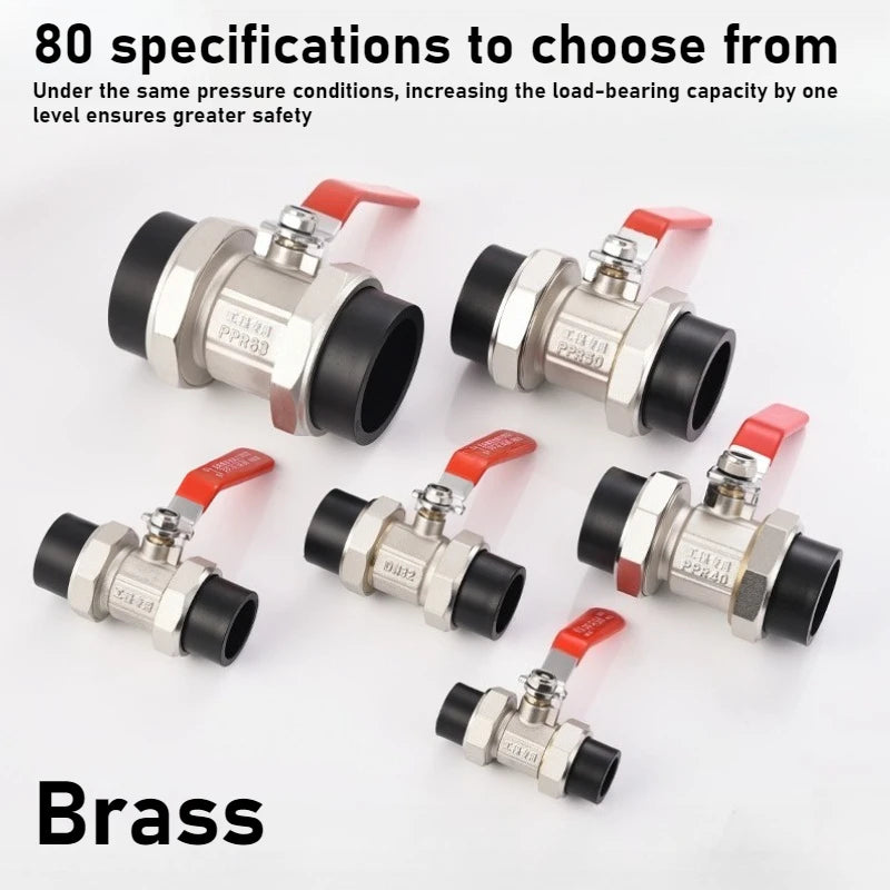 Brass High-pressure Ball Valve PE Double Head Ball Valve 4-point Switch Straight Through PE Double Hot Melt Copper Ball Valve Oasis Select
