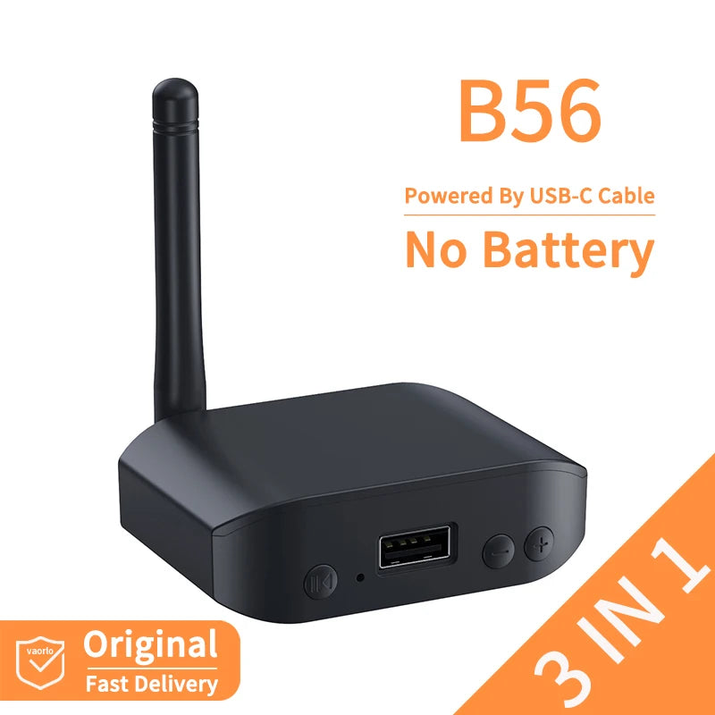 3 IN 1 Bluetooth 5.3 Audio Transmitter Receiver USB U-Disk Play 3.5mm AUX Stereo Music Wireless Adapter For Car PC TV Speaker Oasis Select B56 (No Battery)