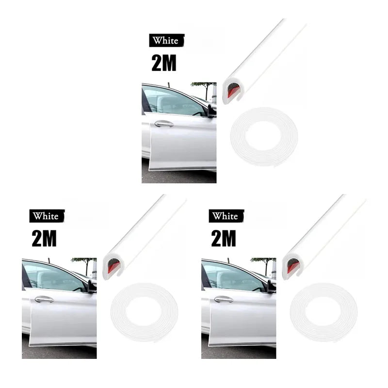 1/2/3pcs Door Anti-Collision Strip Car Door Border Scratching Anti-Collision Hood Protection Strip Door For General Purpose Oasis Select 3pcs White-2m