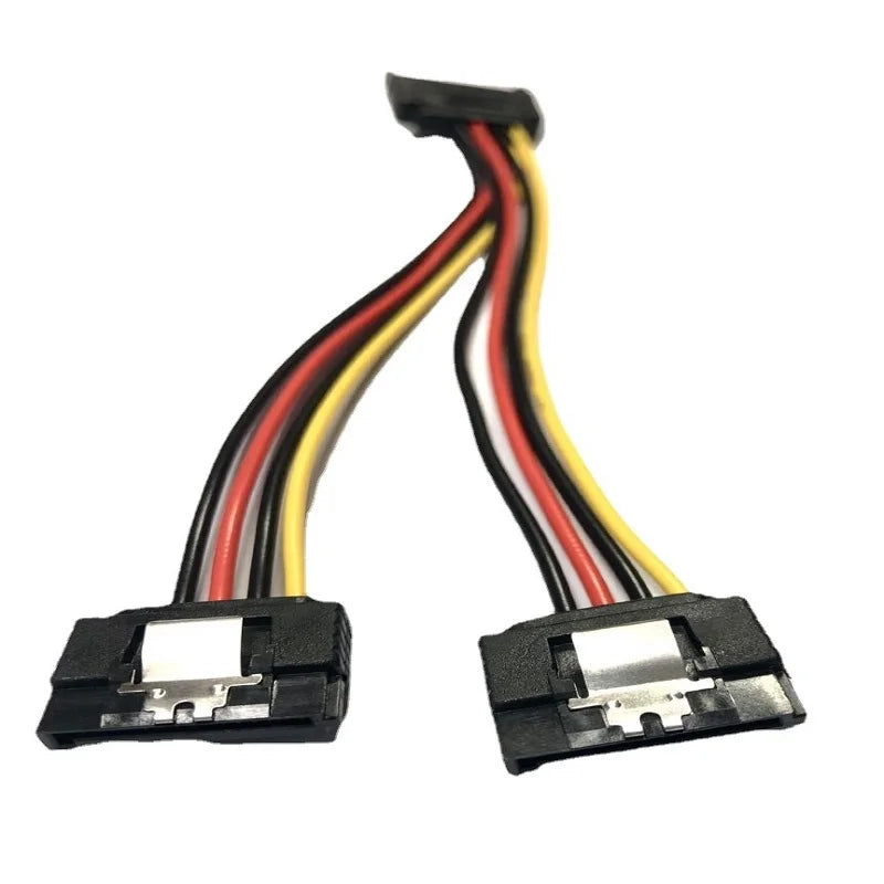 15 Pin SATA Power Y Splitter Cable 1 Male to 2 Female Dual SATA Power Cable with Lock Buckle Sata Power Supply Cord PC SSD Line Oasis Select