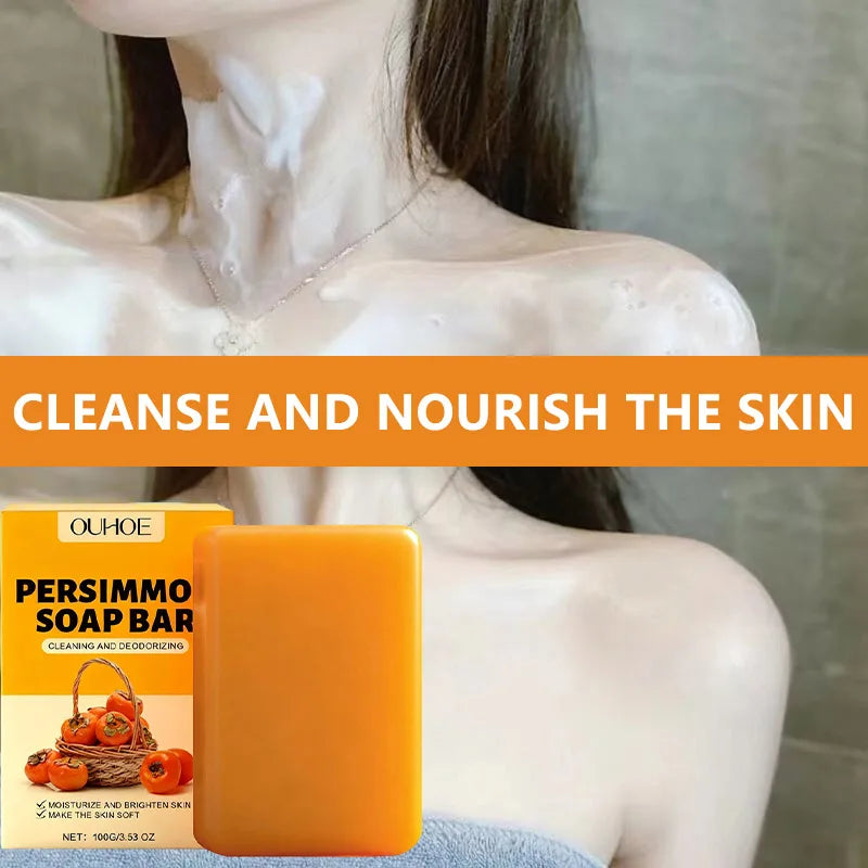 Persimmon Fruity Aroma Honey Bath Soap Bar,Reduce Mature Skin Elderly Odor,Face Body Gentle Cleansing Refreshing Moisturizing Oasis Select