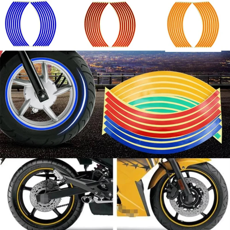 1/2/3set Motorcycle Wheel Sticker 18 Reflective Rim Stripe Tape Car Bicycle Wheel Decoration Universal Sticker For Motorcycle Oasis Select