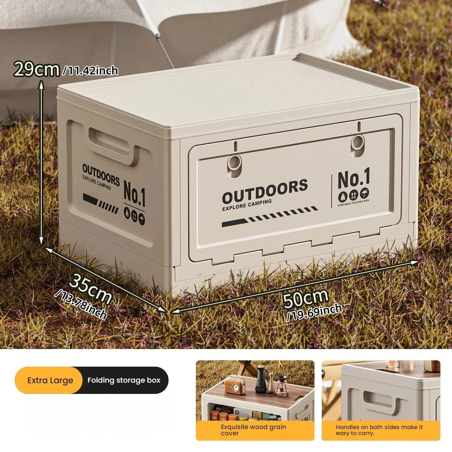 Rechargeable storage box, vehicle storage box, car trunk organizer box, large-capacity outdoor folding storage box Oasis Select Large white