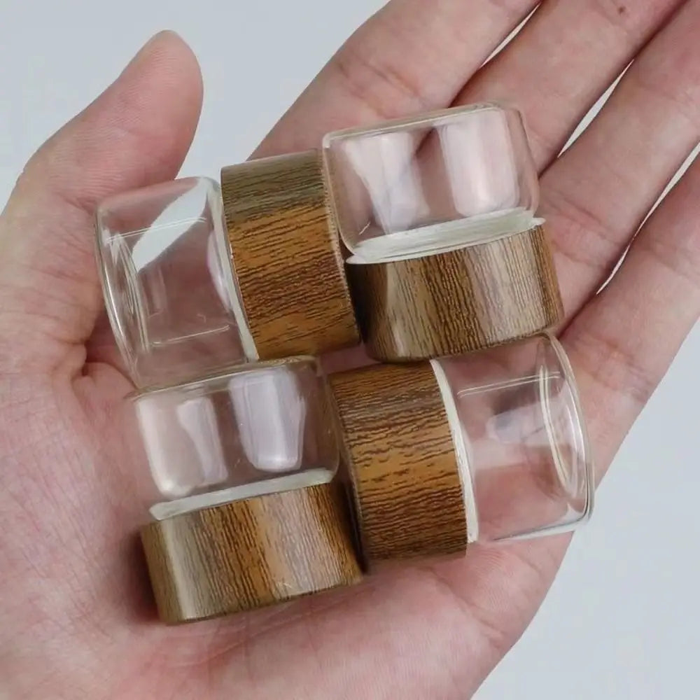 6PCS 10/20/30 ML Wooden Lid Mini Glass Bottles Transparent Sealed Small Spice Jars Food Grade Golden Bean Bottle Oasis Select