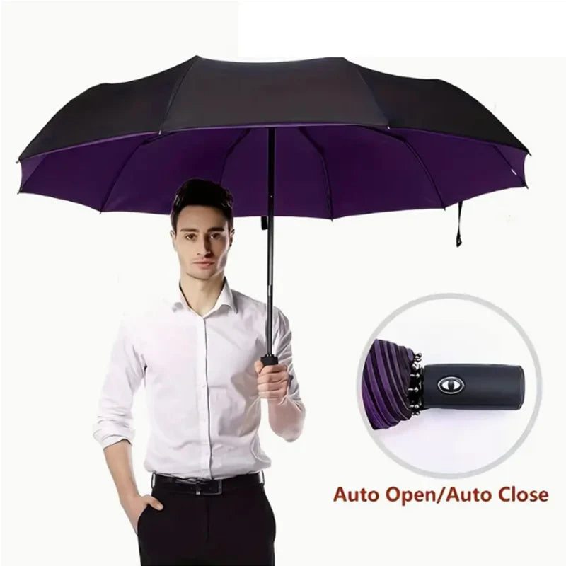 Solid Color Windproof Double-layer Umbrella Fully Automatic Umbrella Large Size Rain and Rain Dual-use Business Folding Umbrella Oasis Select
