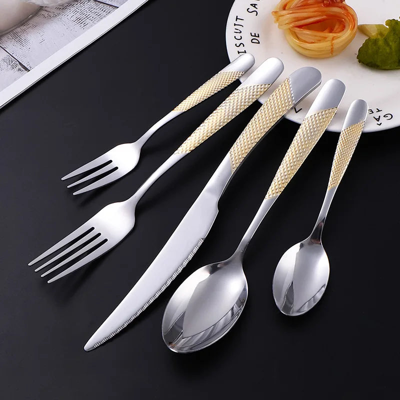 20pcs Stainless Steel Flatware Set for Wedding, Birthday, Bar & Bat Mitzvah - Elegant Cutlery with Dinner Knife, Fork, Spoon Oasis Select