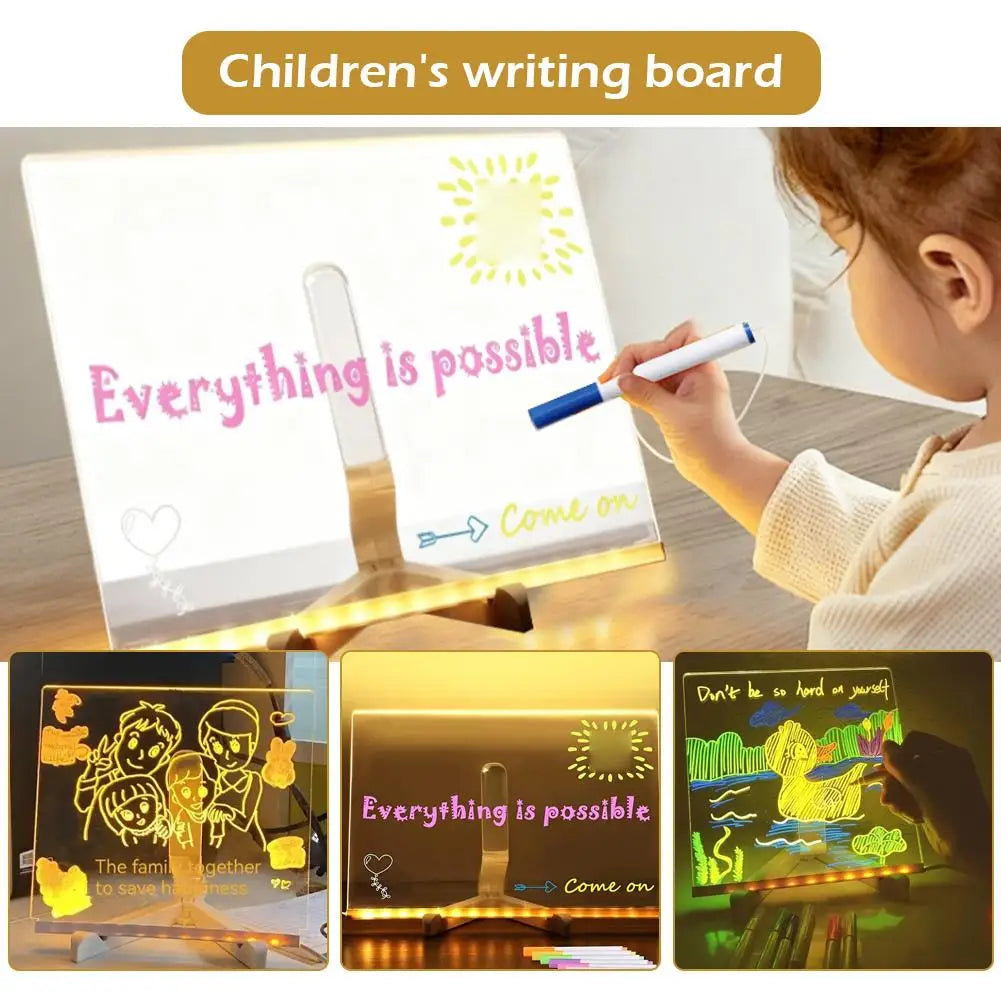 LED Acrylic Message Board with 7 Color Pens – Glowing Drawing Lamp LED Drawing Board Oasis Select