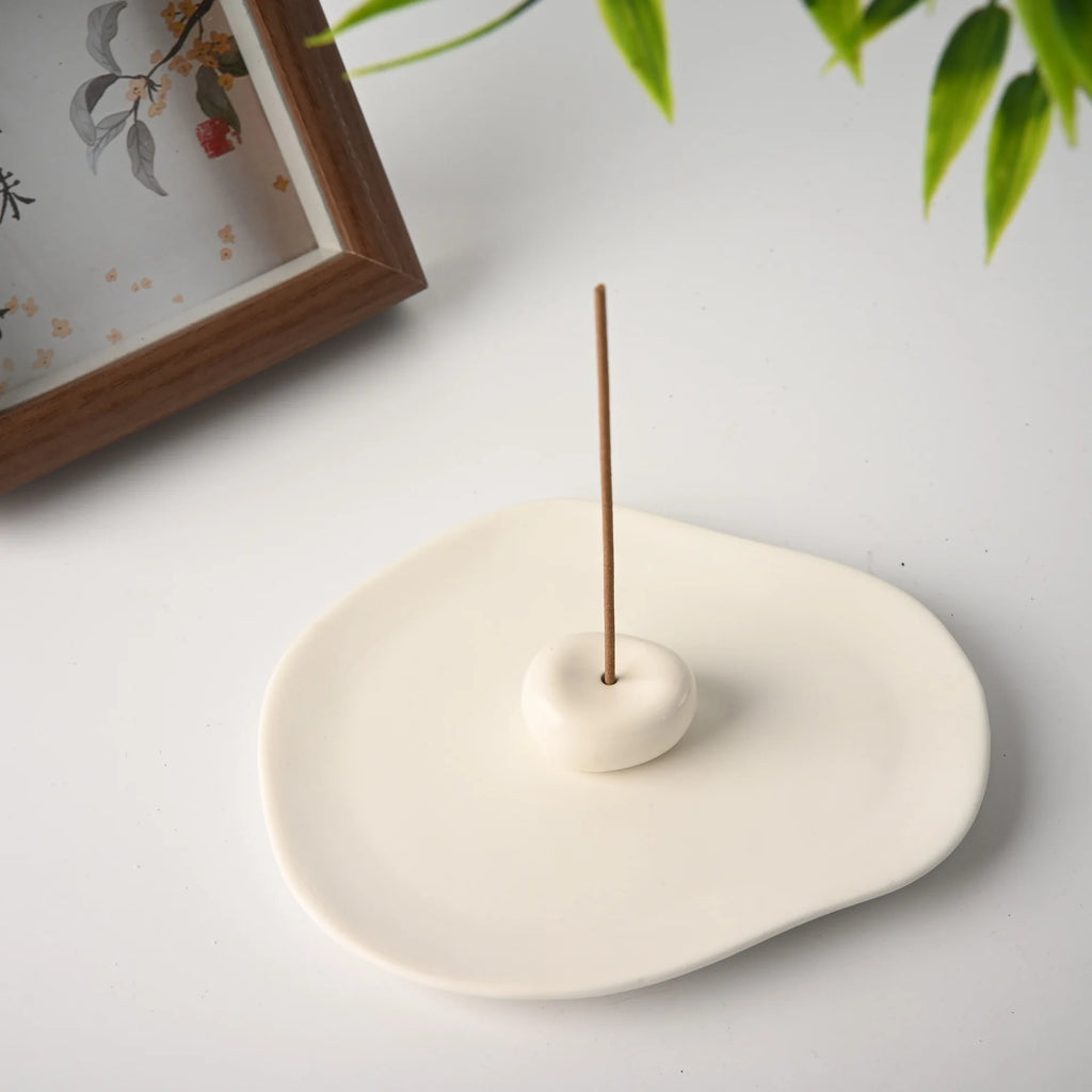 Ceramics Aroma Holder Incense Holder Teahouse Incense Burner Ornament Minimalist Reed Diffuser Stand Home Decor Gift Oasis Select white