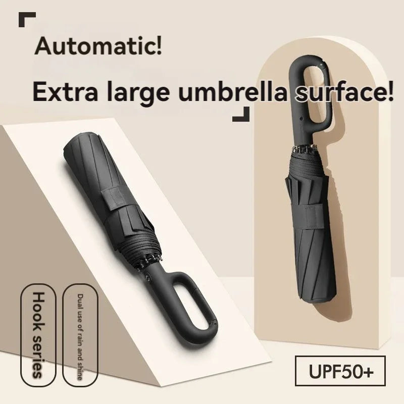 Automatic Umbrella 20 Ribs Extra Large Folding Strong Sunshade Double Umbrella for Men Women with Fully Opened Ring Buckle Oasis Select