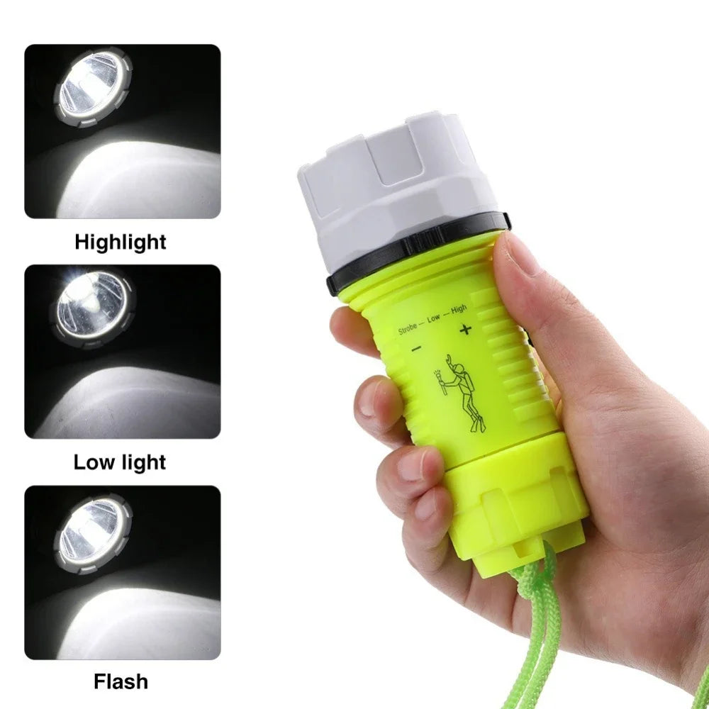 Diving Flashlight Super Bright LED Diving Light High Lumen Waterproof Underwater Torch for Scuba Diving Other Outdoor Activities Oasis Select