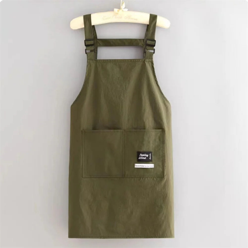 Fashion Strap Style Apron Waterproof Anti-fouling Nail Art Cafe Workwear Sleeveless Catering Waiter Work Clothes Oasis Select Green long