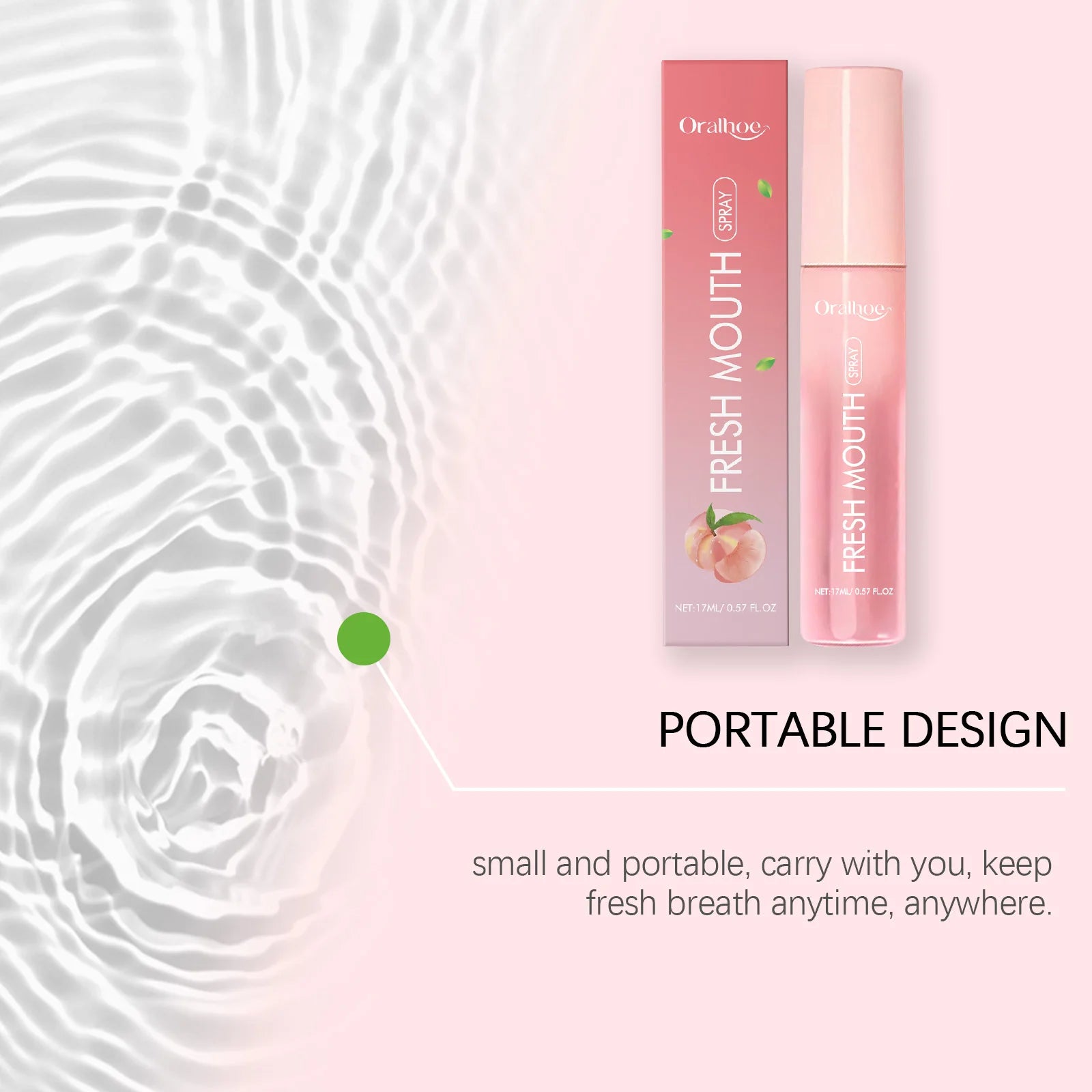 Probiotic Breath Freshener Spray Peach Mint Flavor Remove Oral Odor Instant Refreshing Mouth Adult Travel-Sized Oral Fresh Spray Oasis Select