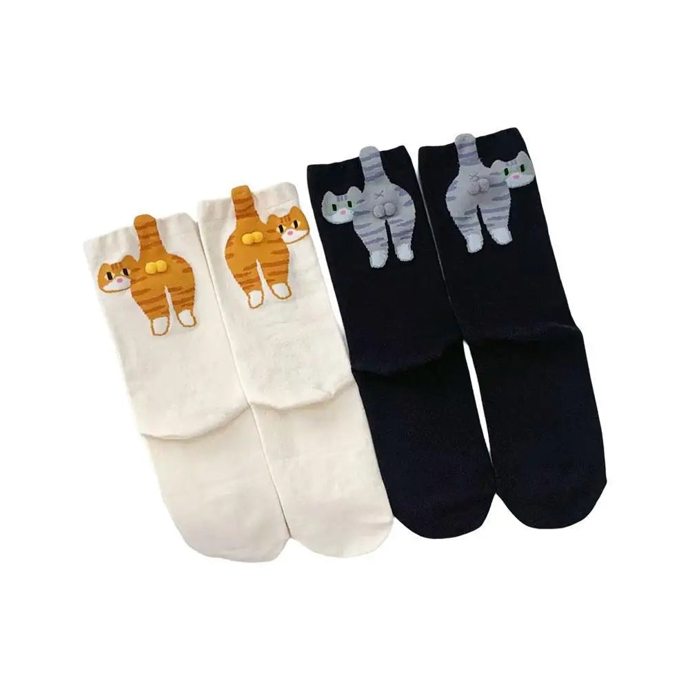 Cute Cat Novelty Socks – Soft Cotton Fun Gift for Women Novelty Socks Oasis Select White and Black M
