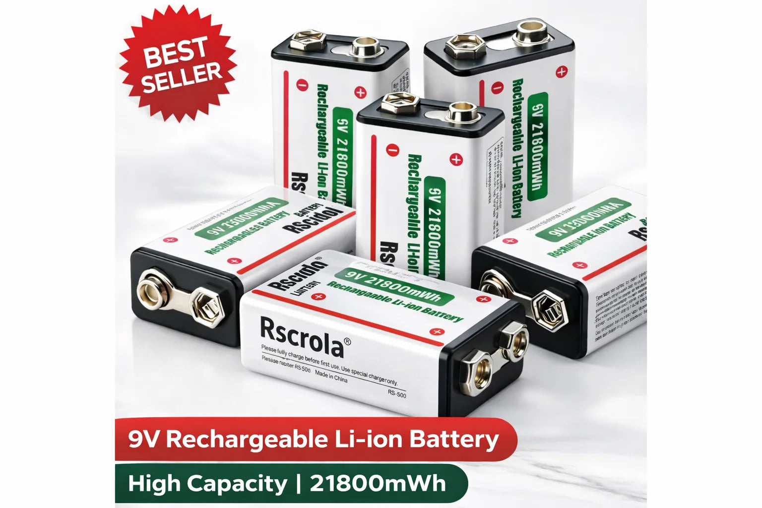 Hot selling,high capacity,usb-c fast charging,9V Li-ion rechargeable Battery series Oasis Select