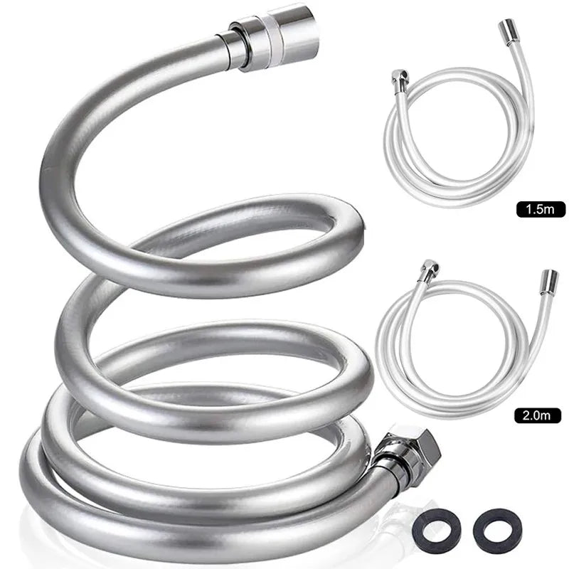 1.5/2/3M PVC Silicone Shower Head Hose Flexible Pipe Tube High Pressure Water Powerful Multilayer Plumbing Bathroom Accessories Oasis Select