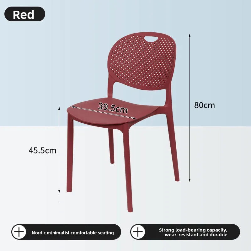 Plastic chair Back chair Thickened desk stool Study home bedroom Nordic creative dining chair can be stacked Oasis Select Red 2 pieces