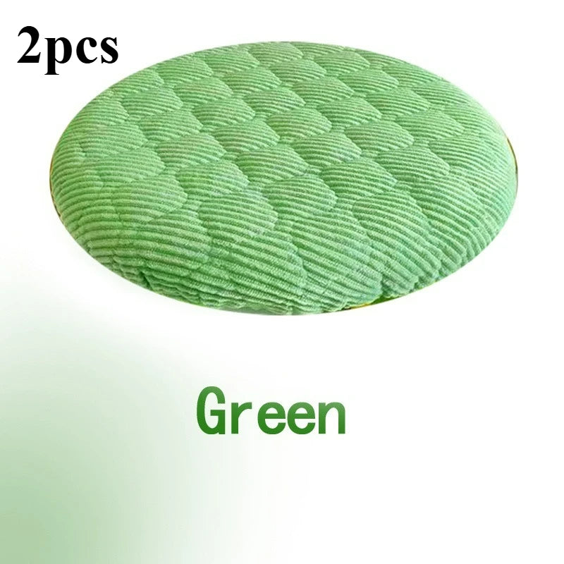 2pcs Thick Soft Round Stool Covers,Elastic Seat Cushions for Wood Iron Stool 25-30cm,Washable All-Season Chair Cover Dining Room Oasis Select green