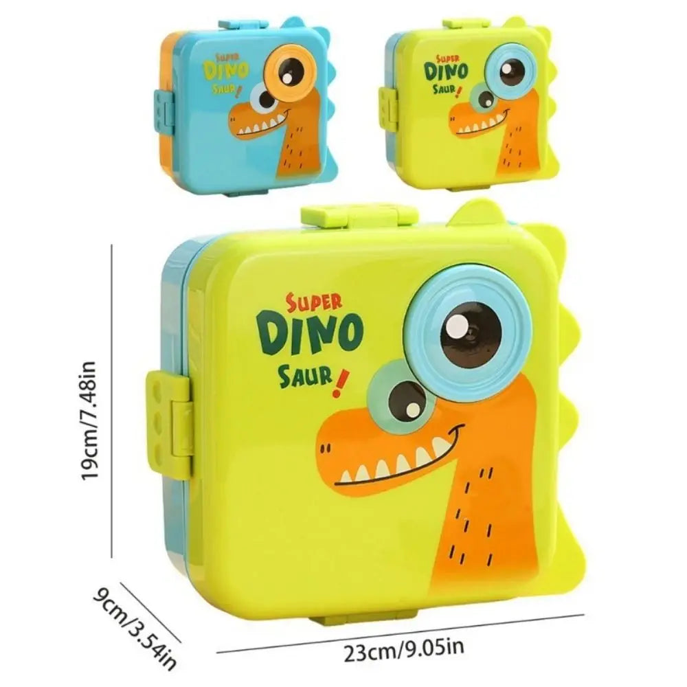 1660ml Dinosaur Lunch Box Plastic Cartoon Bento Box Sealed Double Layer Microwave Lunch Box For Kids Oasis Select