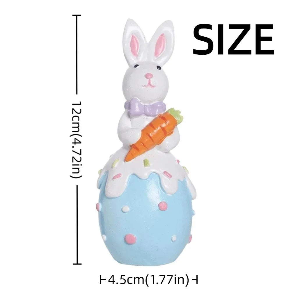 Hand-Painted Resin Easter Bunny Figurine | Colorful Ornament