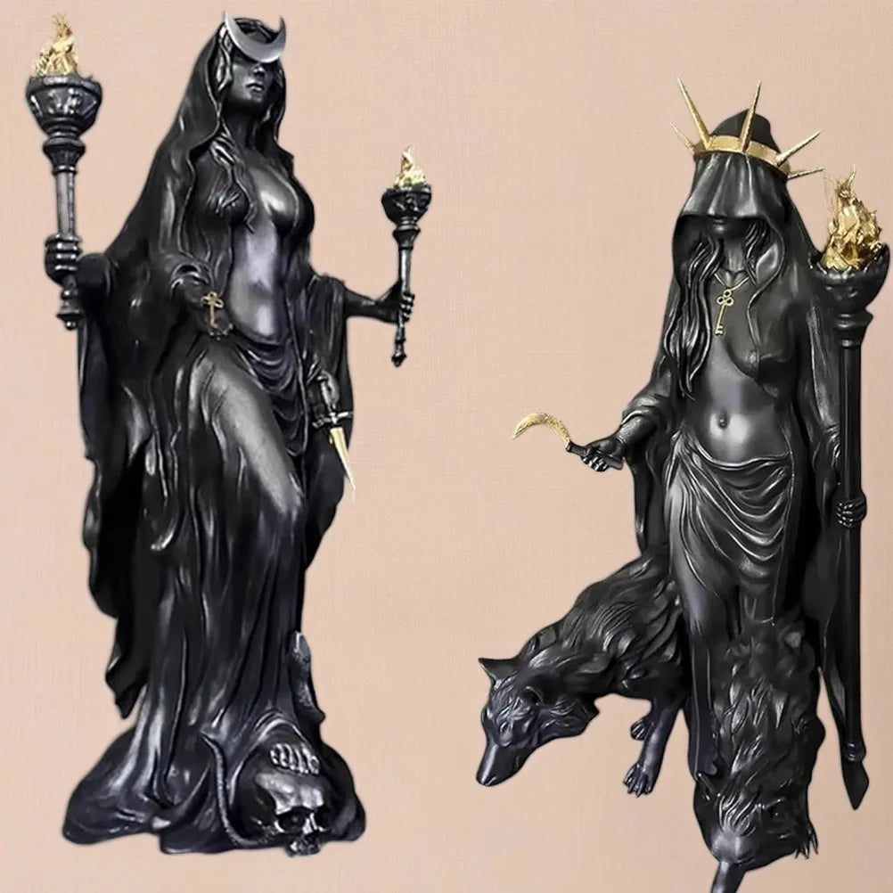 Witch Statue Halloween Decoration Greek Goddess Statue Home Decoration Modern Magic Hound Resin Sculpture Decoration Oasis Select