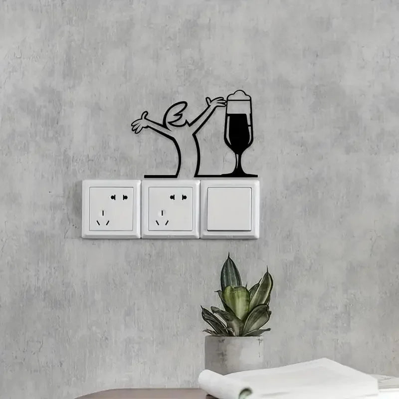 Modern Metal Poster Line Figure Switch Sticker for Easy Hang Installation Living Room Bedroom Decor Oasis Select