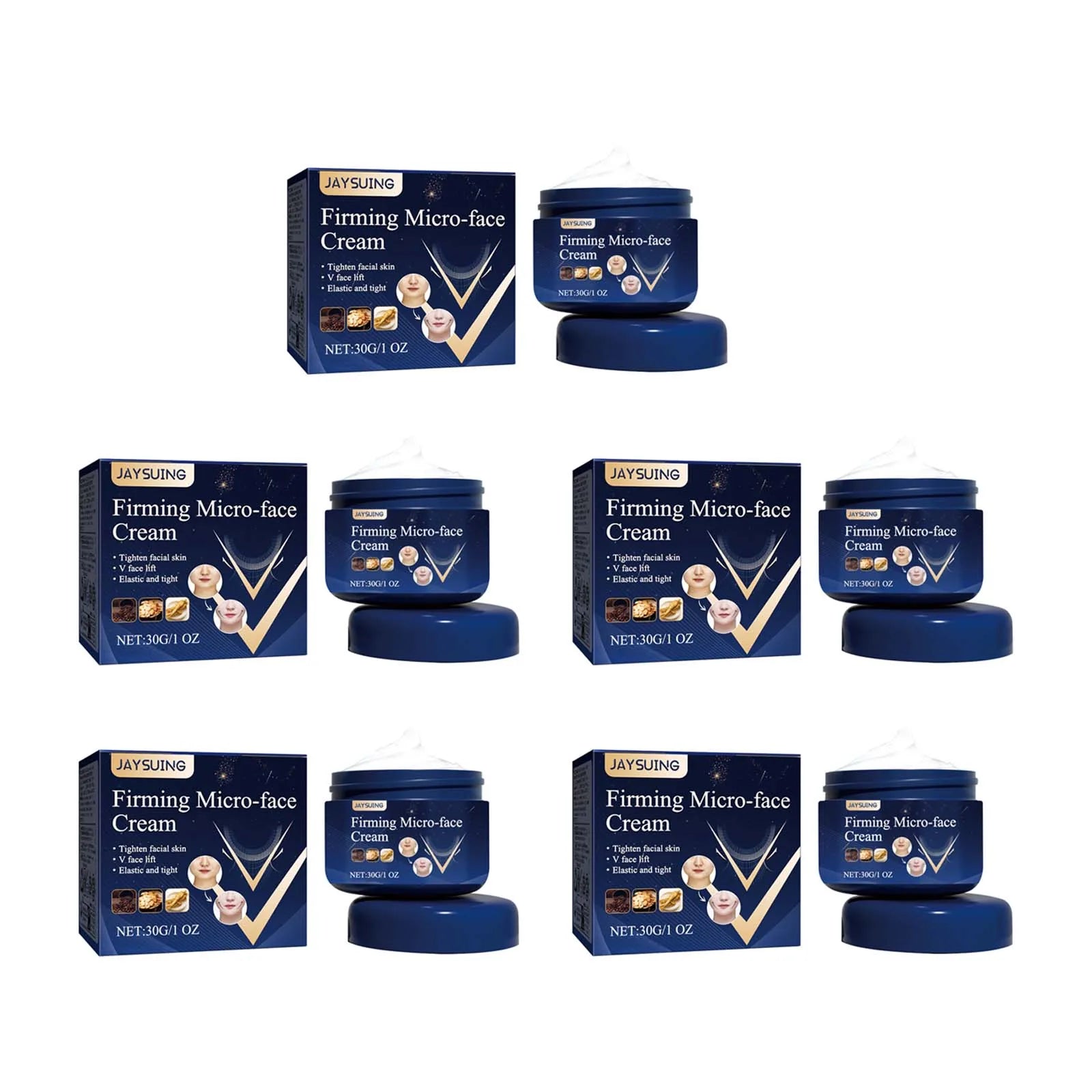 V-Shape Slimming Cream Tighten Mandibular Line Double Chin Lift Firming Face Fat Burning Massage V Face Cream Facial Skin Care Oasis Select 5Pcs