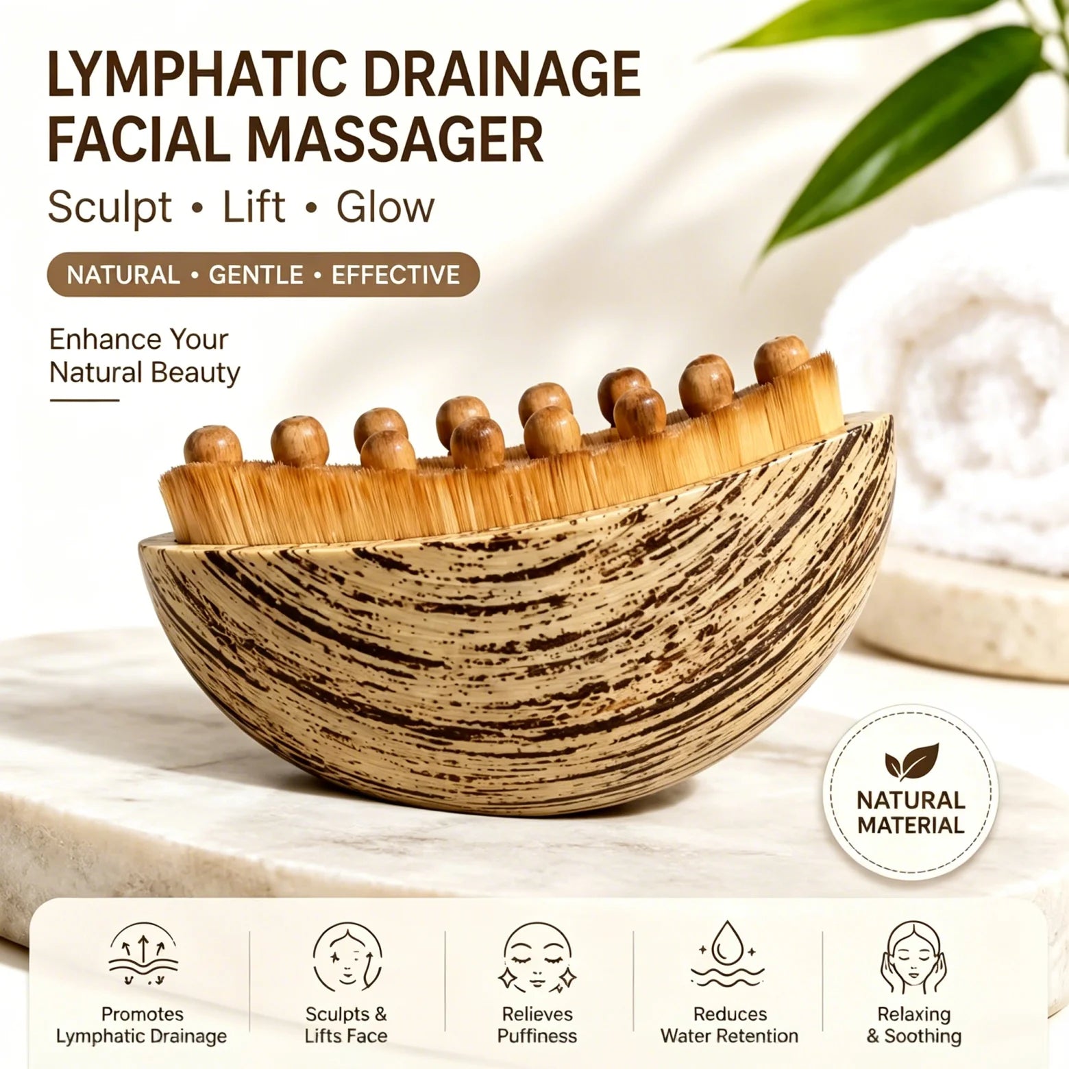 Lymphatic Contour Face Brush Portable Gua Sha Massager For Face & Chin Sculpting Lymphatic Drainage Tool With Ergonomic Design Oasis Select