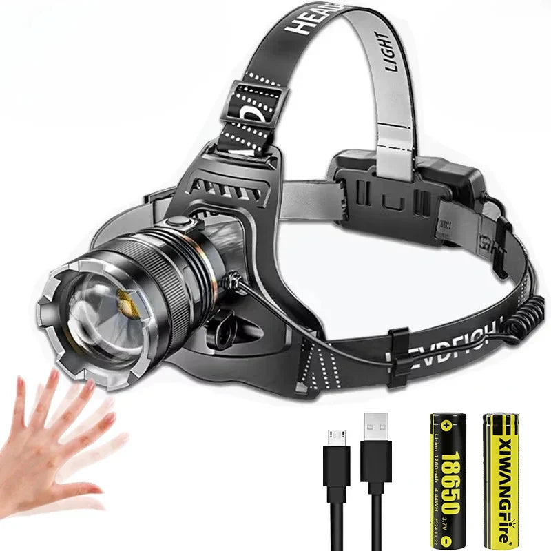 ZHIYU LED Headlamp Rechargeable | Zoom, Sensor, 2×18650