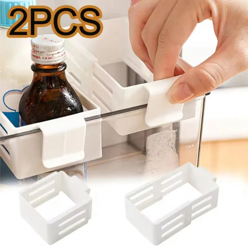 2 Pack Fridge Organizer Storage Box Adjustable Hanging Rack Side Door Container For Kitchen Pantry Basket Produce Washing Oasis Select