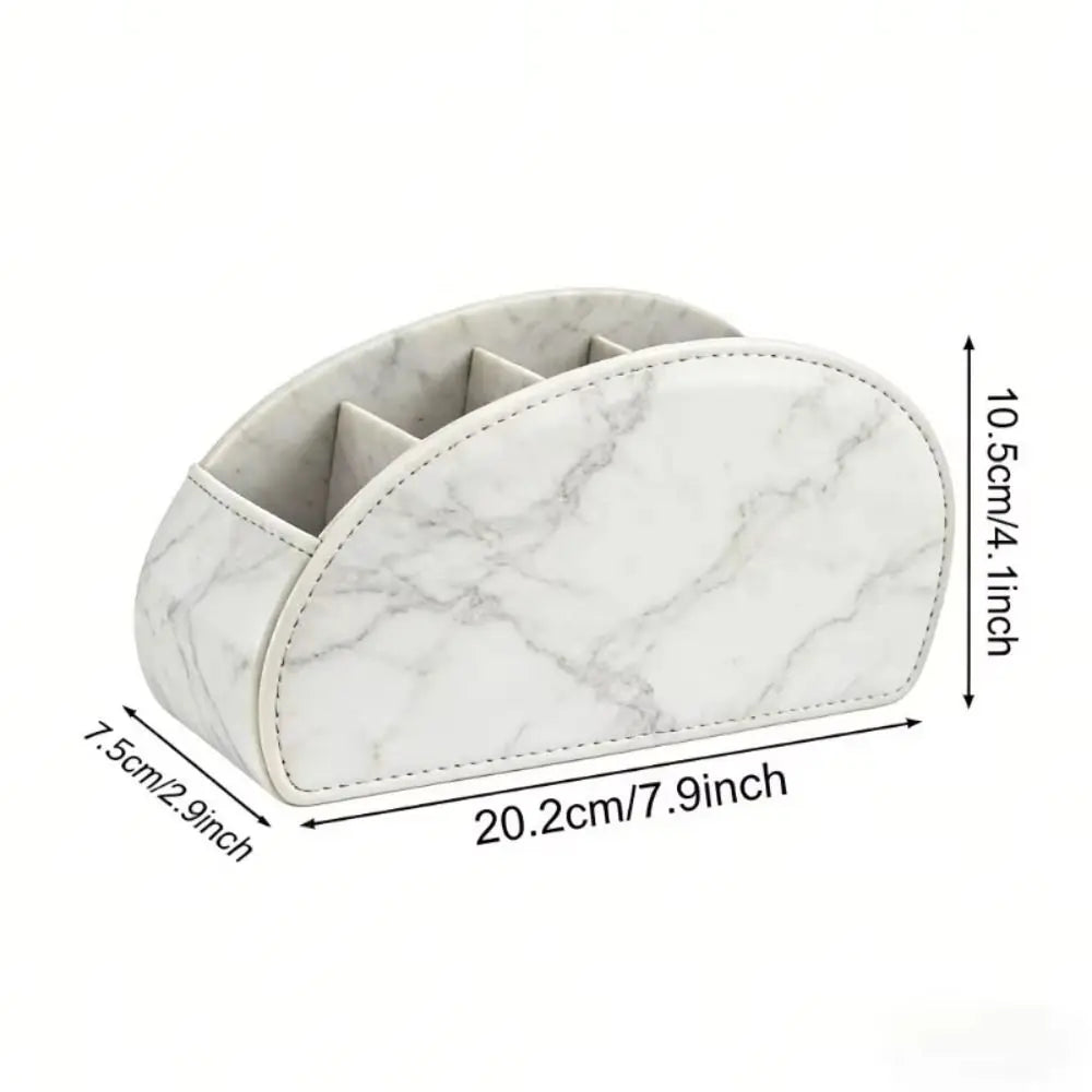PU Leather Remote Control Holder Modern Universal Desktop Storage Box Cable Management Multi-Device Remote Control Organizer Oasis Select