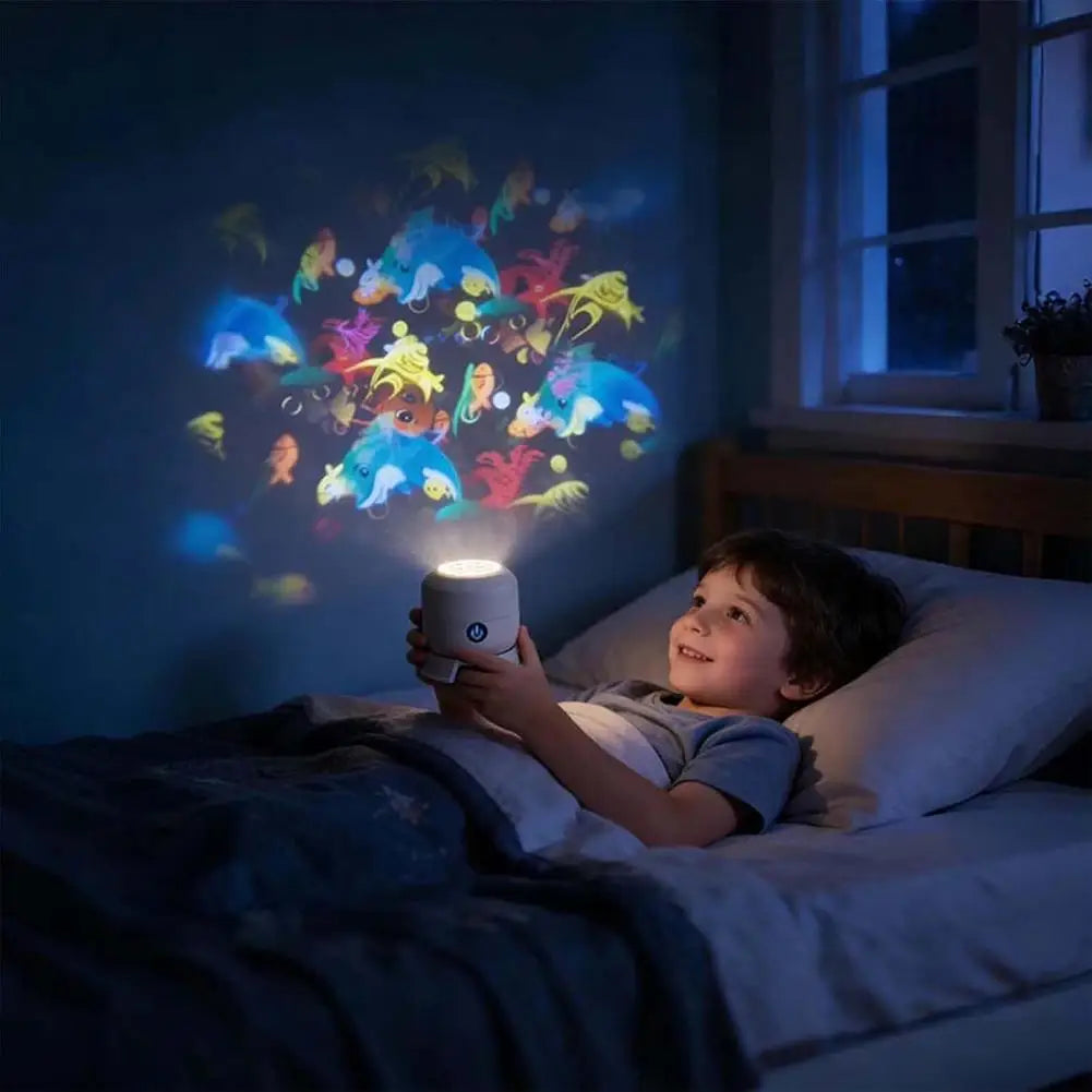 LED Ocean Projector Lamp Dynamic Marine Night Light 360° Rotating Projection USB Rechargeable Calming Sleep Gift for Kids Oasis Select