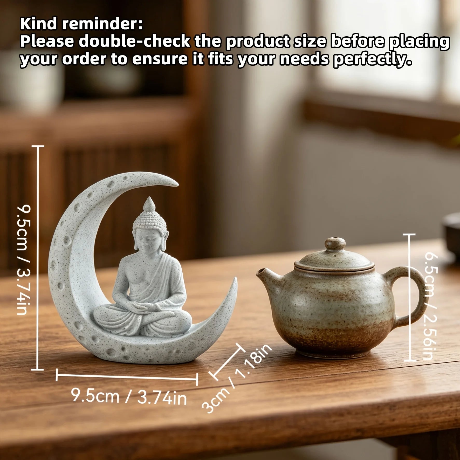 Moon Buddha Statue Home Meditating Buddha Figurine for Zen Garden Home Desktop Decor Spiritual Ornament YogaSpace Spiritual Gift Oasis Select