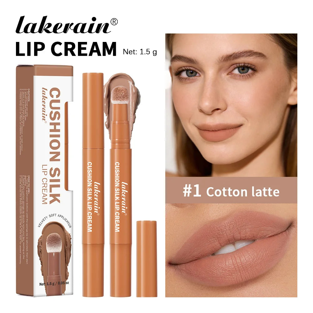 Lakerain 2-in-1 Lip Cream Powder Blusher Air Cushion Brush Design Deep Hydration Long-lasting Non Fading Lipstick Powder Blusher Oasis Select Cotton latte