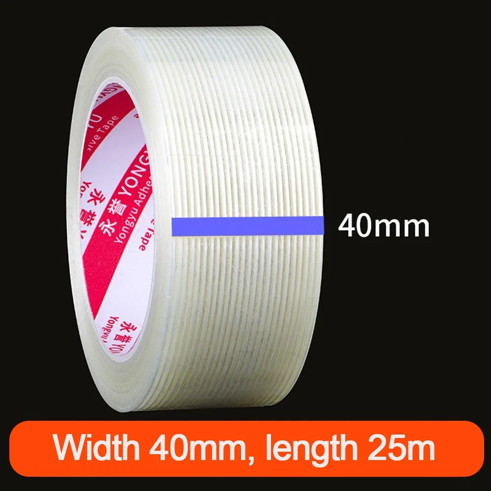 New Strong Stripes Fiberglass Tape Single-sided High Temperature Resistance Strapping Tape 25M Fixed Seal Oasis Select 40MM