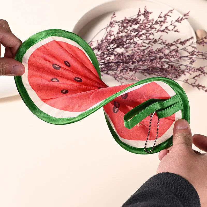 Foldable Mini Fruit Pattern Hand Fan With Keychain Portable Wind Fan For Outdoor Travel Daily Cooling Decor Accessory Gift Oasis Select