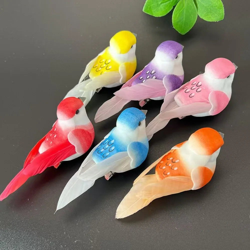 Artificial Feather Birds with Clip Set of 6 – Home & Wedding Decor
