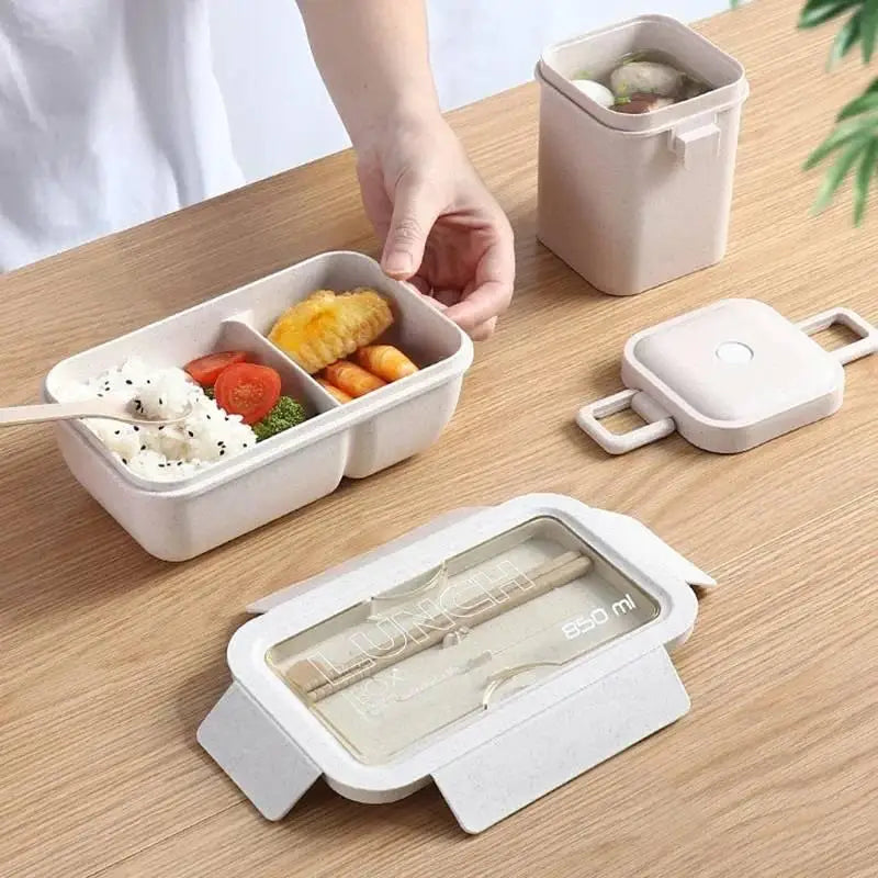 1pc Wheat Straw Lunch Box Healthy BPA Free Bento Boxes Microwave Dinnerware Food Storage Container Lunch Box For Kids Oasis Select
