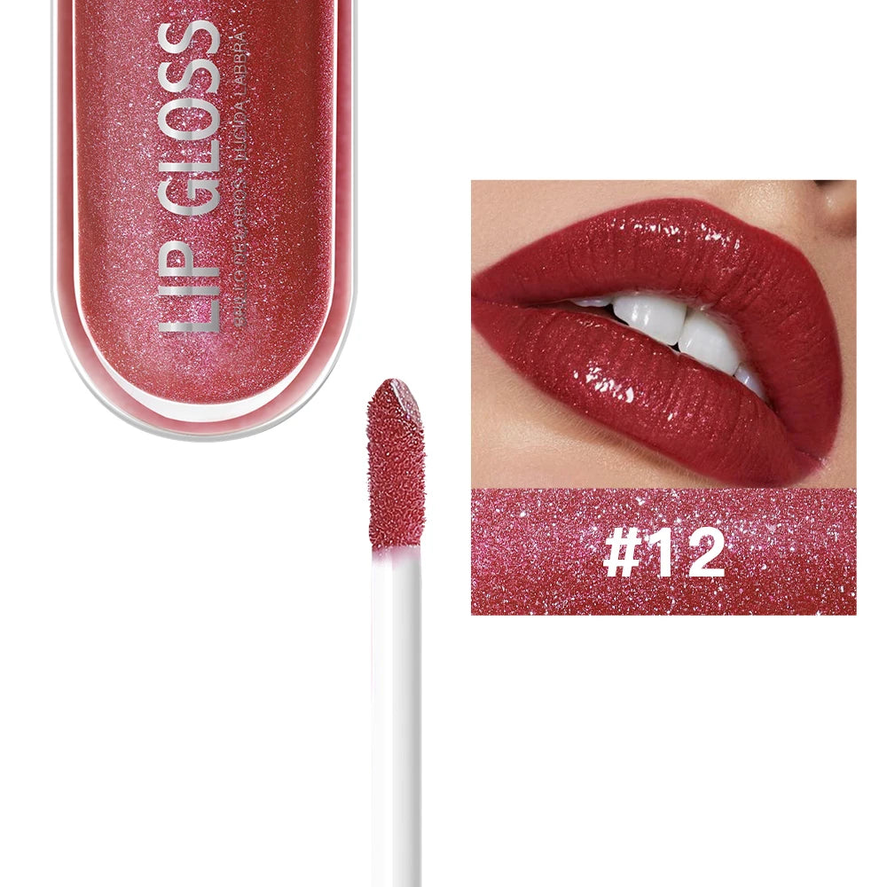 USHAS 12-Color Glitter Lip Gloss – Metallic & Moisturizing