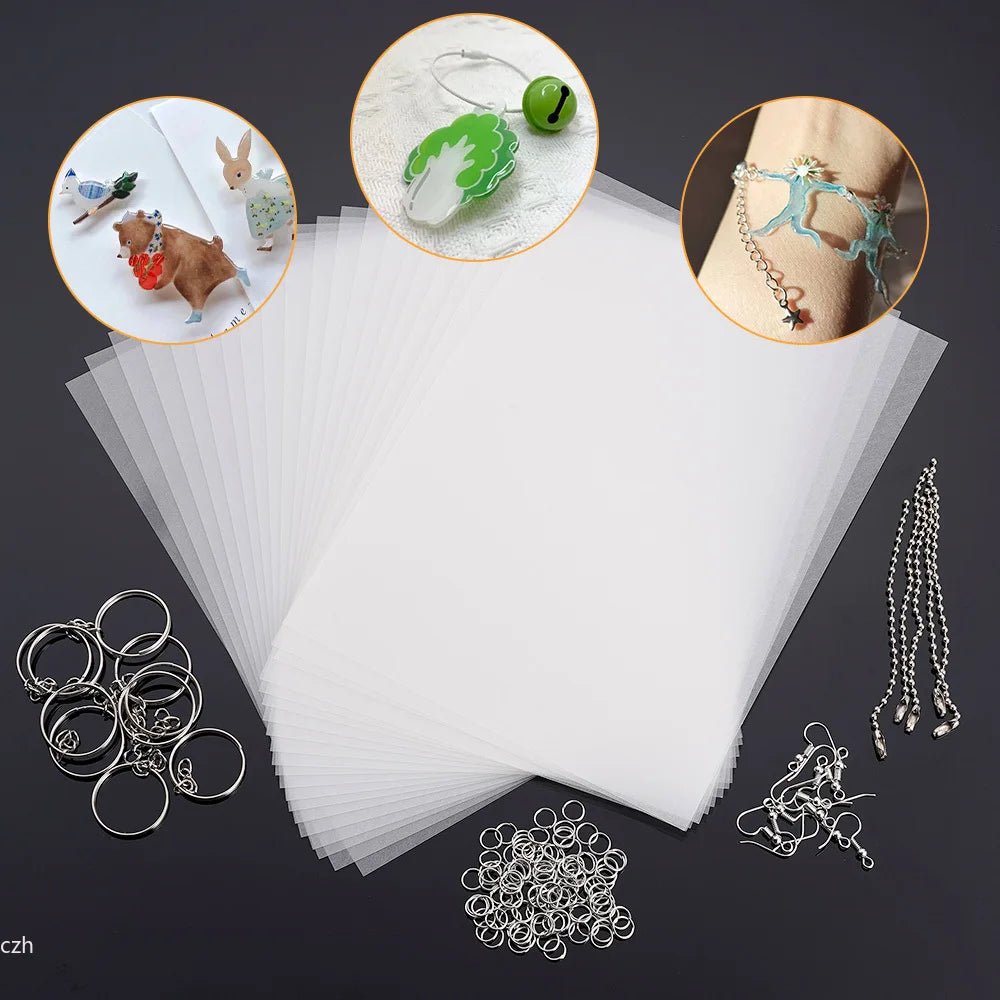 Heat Shrink Plastic Sheets Set Shrinky Art Film Paper Sheet Kit DIY Keychain Ornaments Creative Craft Embellishment Scrapbooking Oasis Select