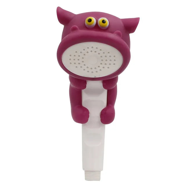 Cartoon Kid Shower Head Shower with Suction Cup Base Children's Bath Water Spray Shower Baby Shower Nozzle Bathroom Accessories Oasis Select hippo