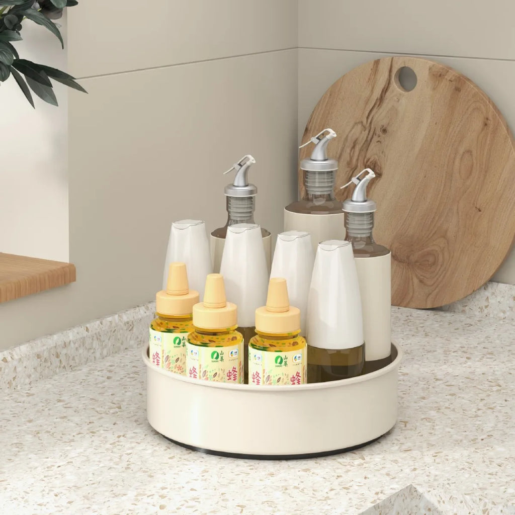 Multi-functional Rotary seasoning rack, seasoning storage box, turntable supplies storage rack Oasis Select MilkWhite1