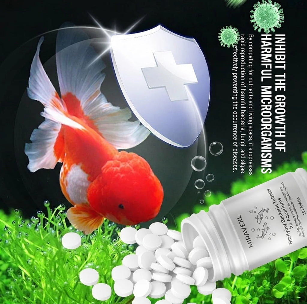 150 Pcs Nitrifying Bacteria Tablets, Fast Bio Filter Starter for Fish Tanks & Ponds, Crystal Clear Aquarium Water Purifier Oasis Select