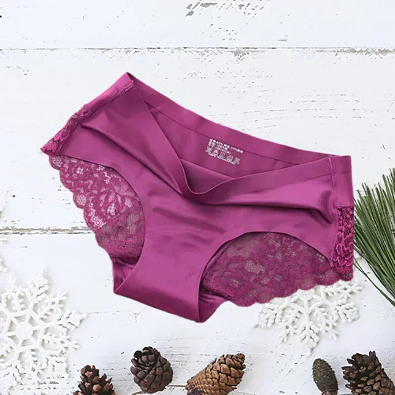 3PCS New Seamless Women Comfort Lace Briefs Hollow Out Panties Set Underwear Low Rise Female Sport Panty Soft Lady Lingerie Oasis Select