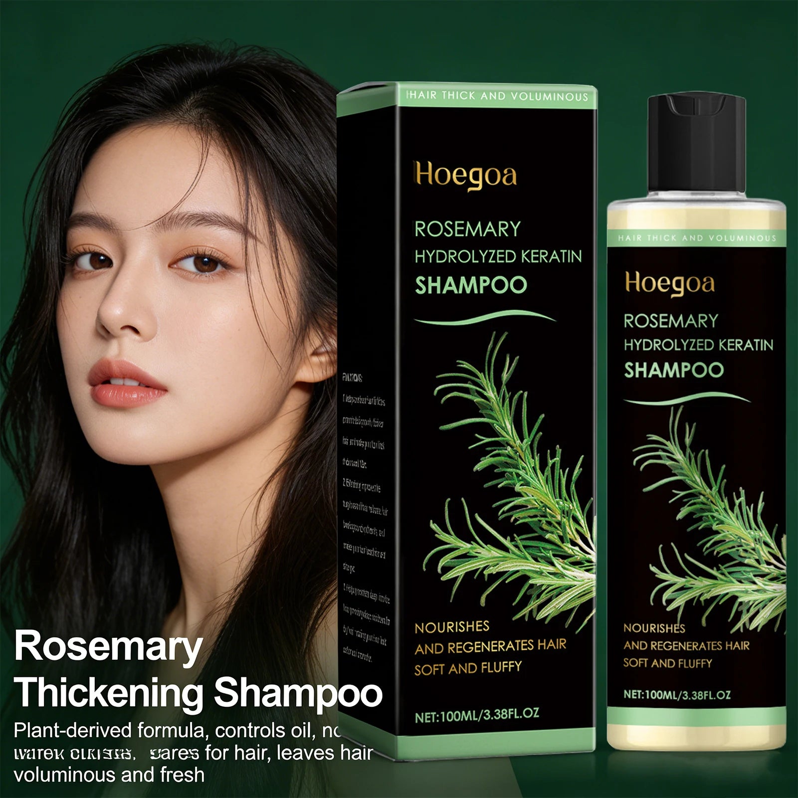 Rosemary Hydrolyzed Keratin Shampoo Nourushes Regenerate Hair Fluffy Oil Control Cleansing Scalp Refreshing Thickening Shampoo Oasis Select