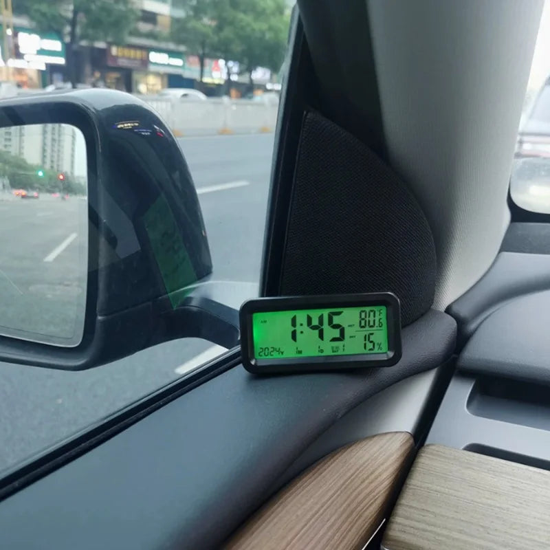 LCD Digital Solar/USB Car Clocks Power Dashboard Thermometer Automotive Electronic Temperature Humidity Gauge Automobiles Clock Oasis Select