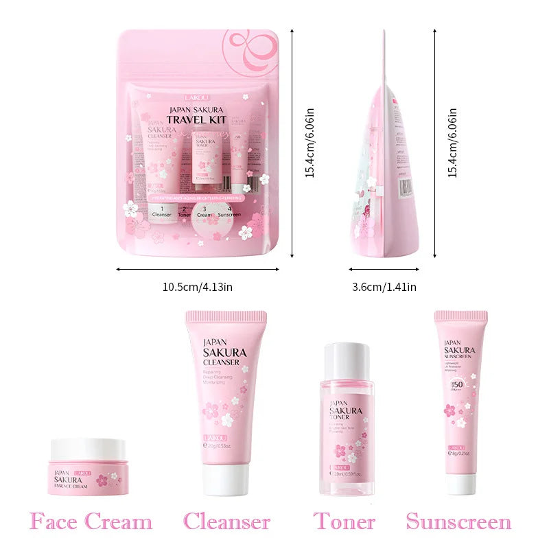 LAIKOU Sakura Skin Care Set – Cleanser, Serum, Toner & Cream Skin Care Set Oasis Select 4pcs set